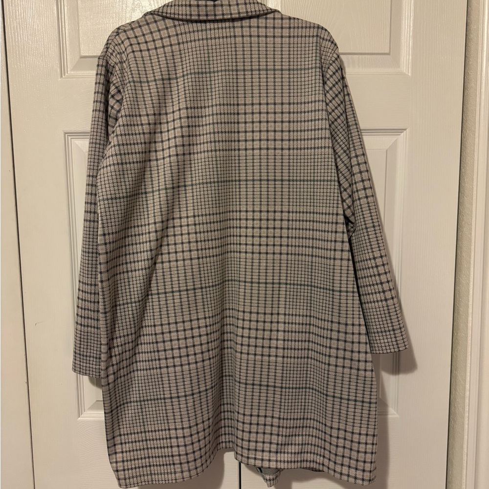 MELLODAY Gray Plaid Trench Coat - Picture 2 of 6